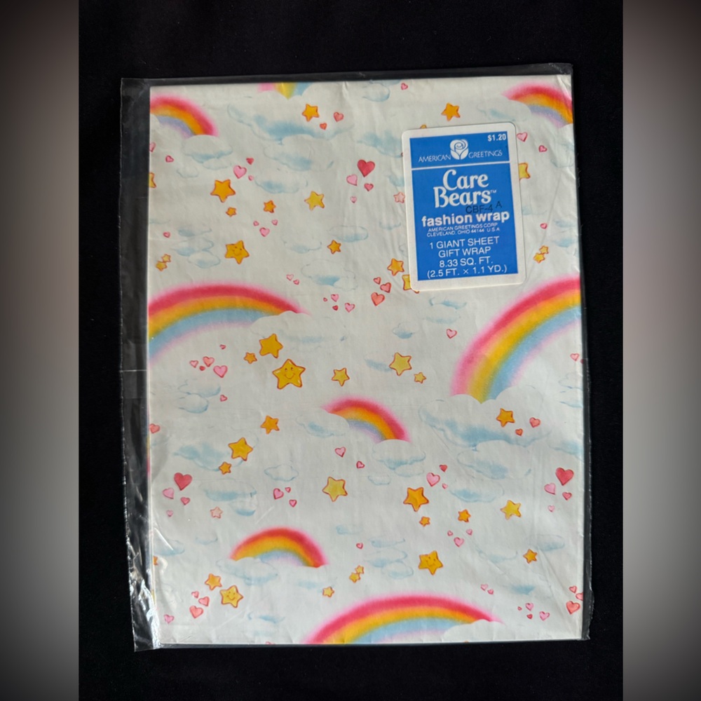 Vintage 1980s American Greetings Corp Care Bears Stars and RainbowWrapping Paper